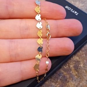 Solid 10k yellow gold kids hearts bracelet, new, stamped. Pretty!